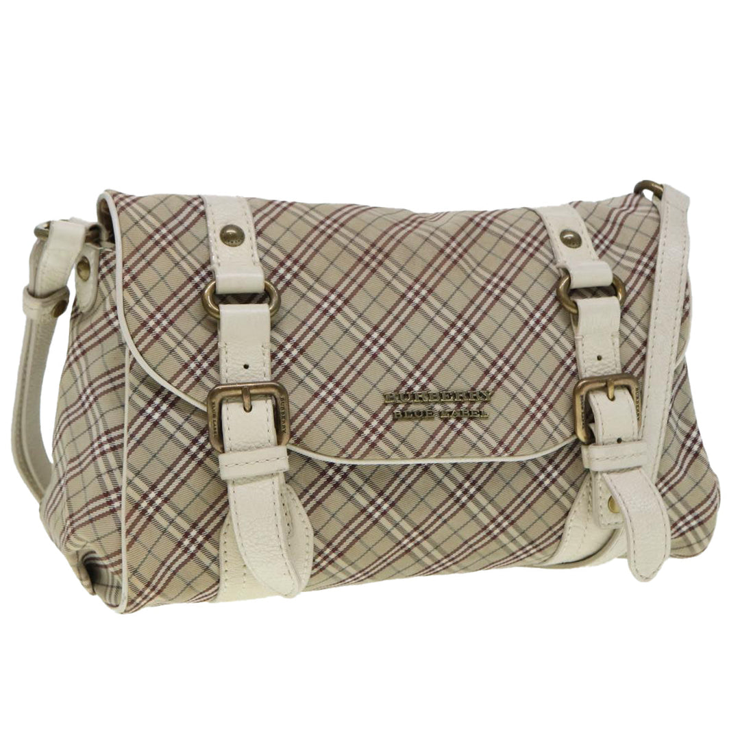 Burberry Nova Check Blue Label Shoulder Bag Canvas Beige Auth ki4854