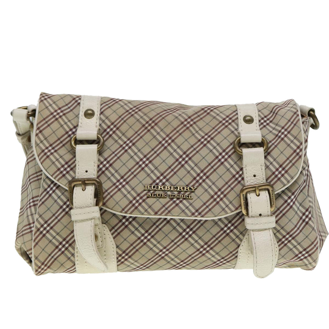 Burberry Nova Check Blue Label Shoulder Bag Canvas Beige Auth ki4854
