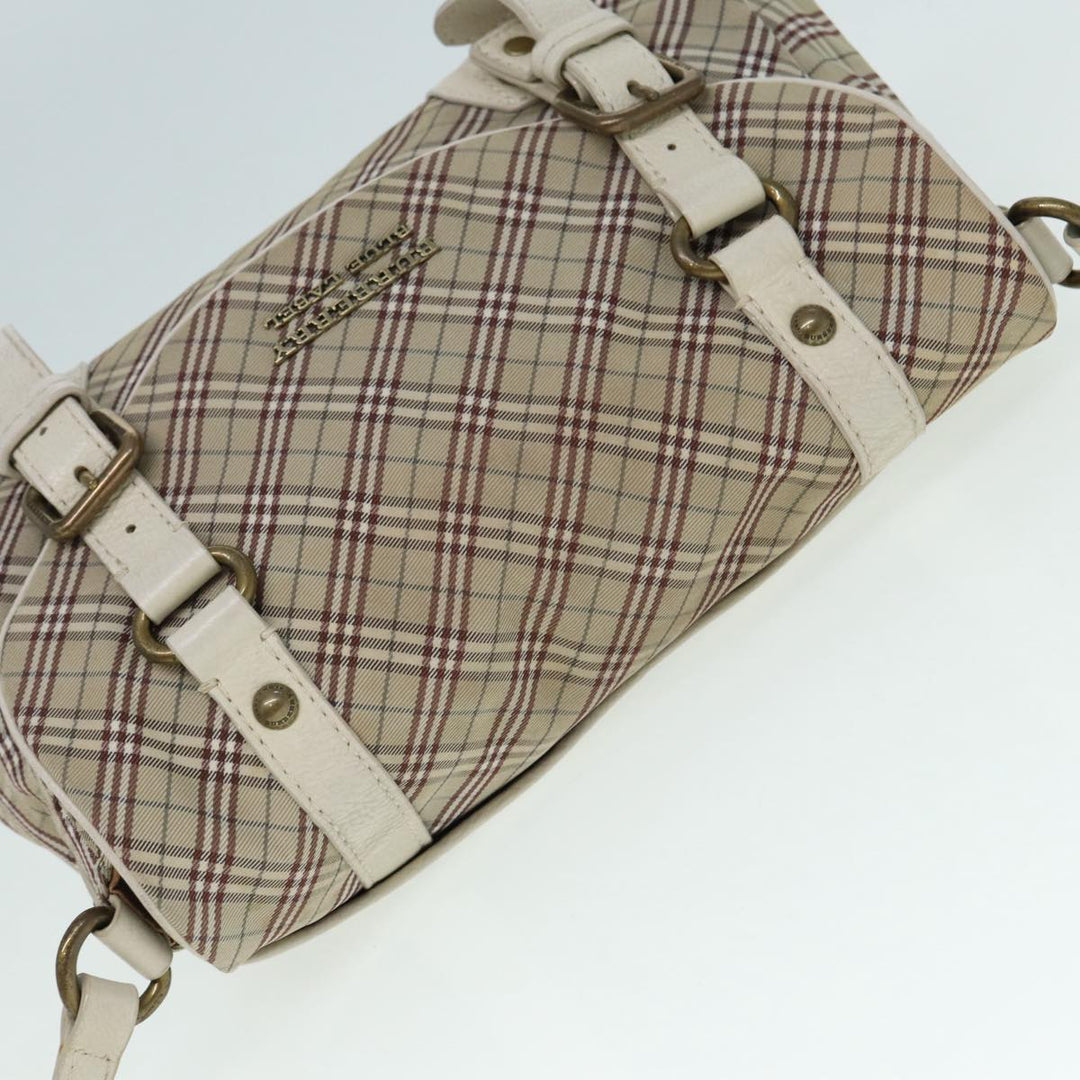 Burberry Nova Check Blue Label Shoulder Bag Canvas Beige Auth ki4854