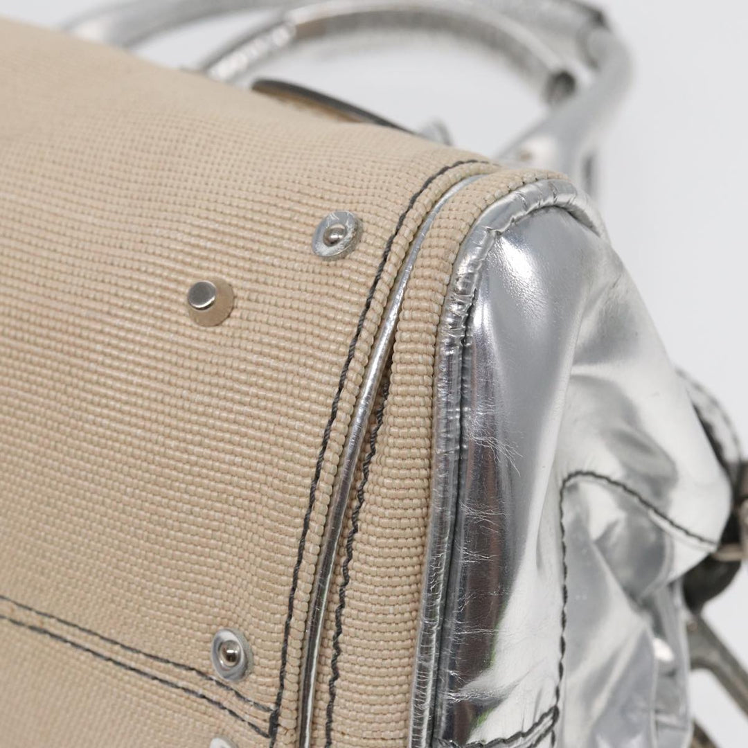 Chloe Paddington Hand Bag Canvas Leather Beige Silver ki4883