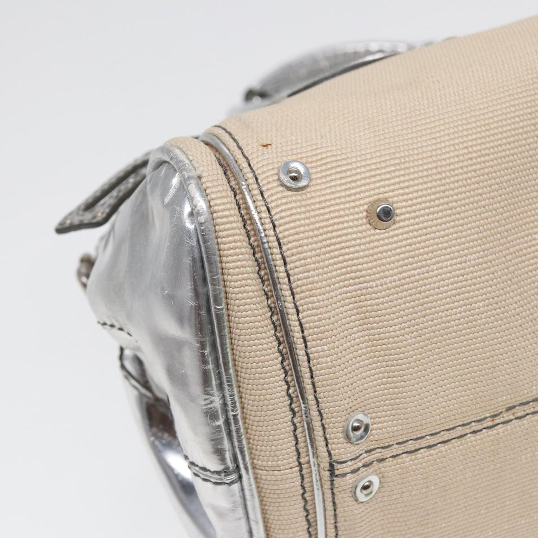 Chloe Paddington Hand Bag Canvas Leather Beige Silver ki4883