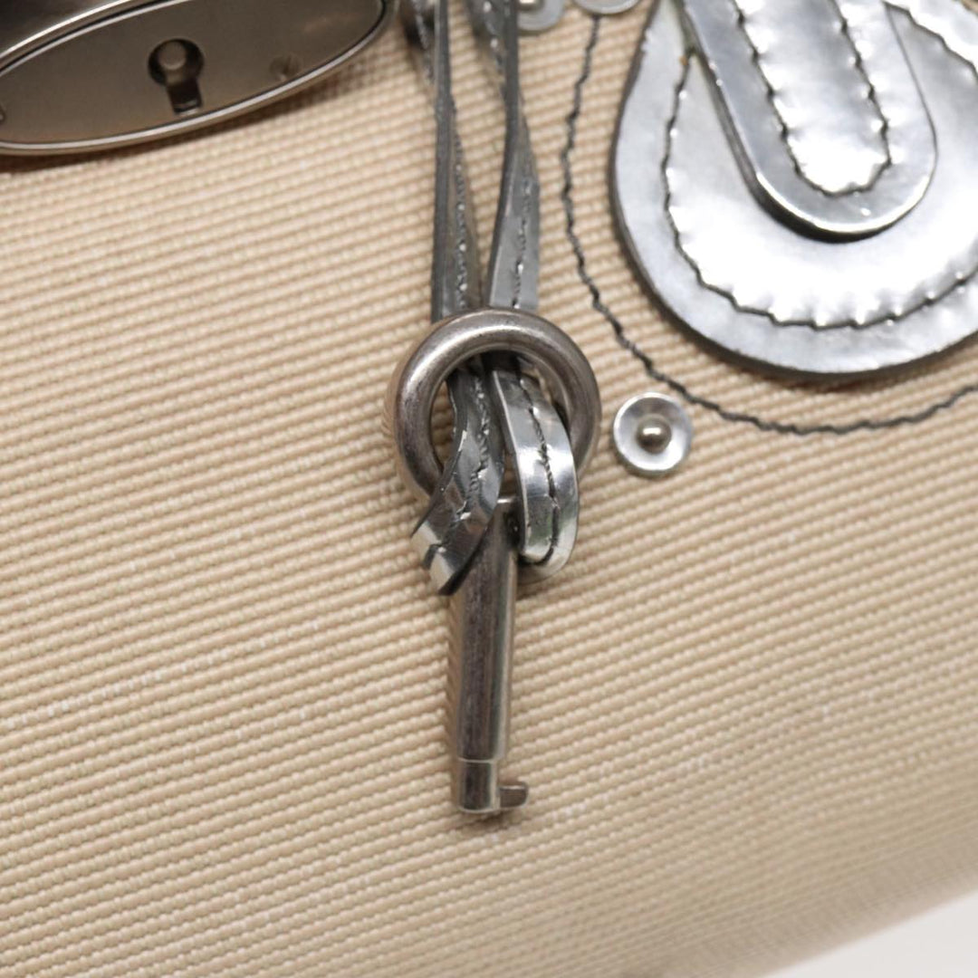 Chloe Paddington Hand Bag Canvas Leather Beige Silver ki4883