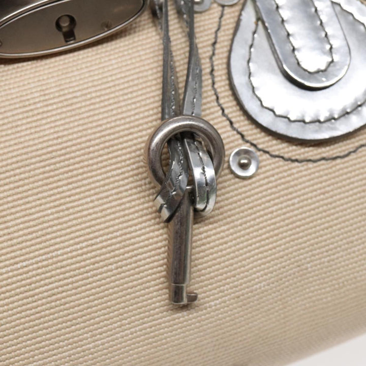 Chloe Paddington Hand Bag Canvas Leather Beige Silver ki4883