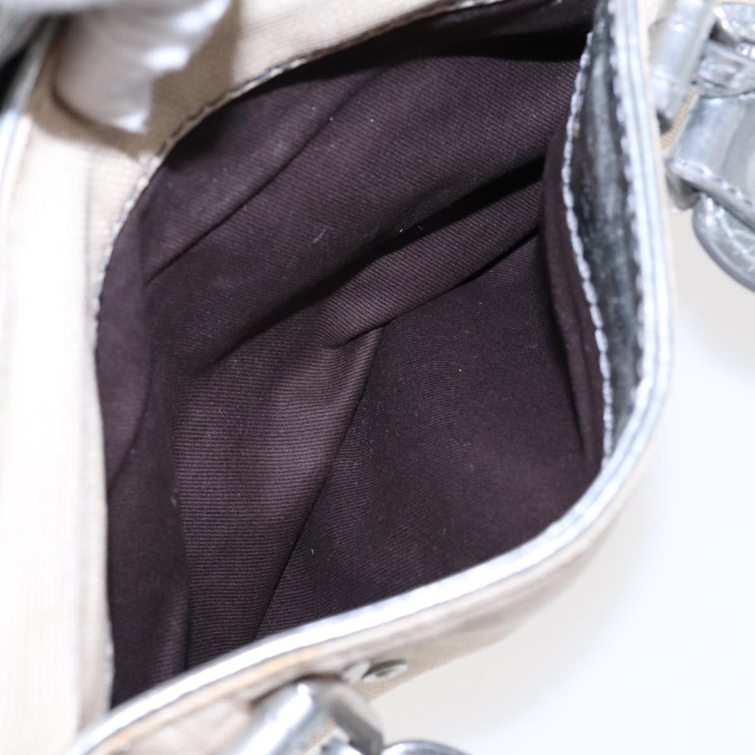 Chloe Paddington Hand Bag Canvas Leather Beige Silver ki4883