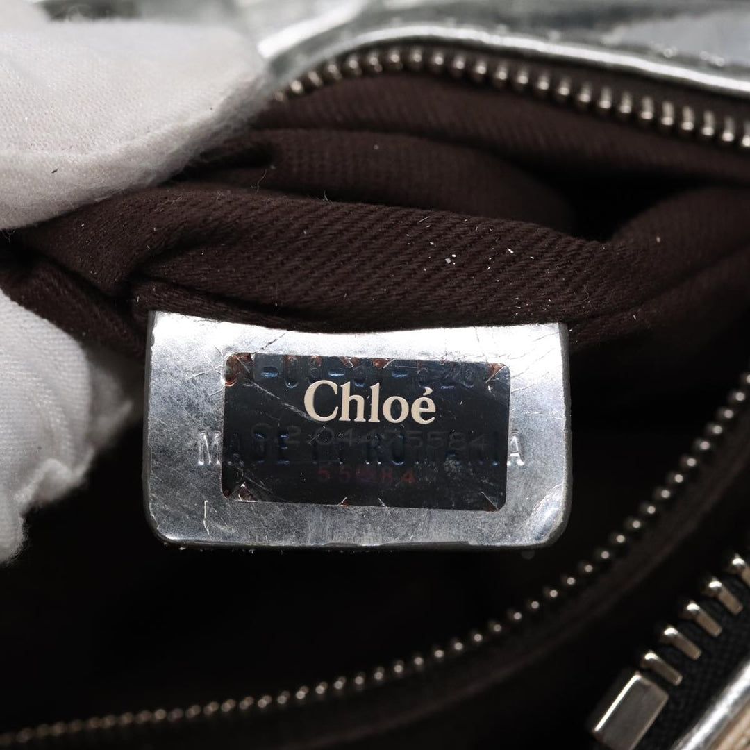 Chloe Paddington Hand Bag Canvas Leather Beige Silver ki4883