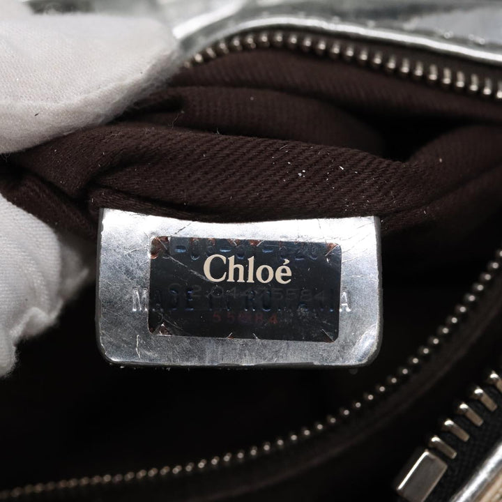 Chloe Paddington Hand Bag Canvas Leather Beige Silver ki4883