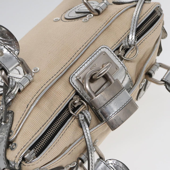 Chloe Paddington Hand Bag Canvas Leather Beige Silver ki4883
