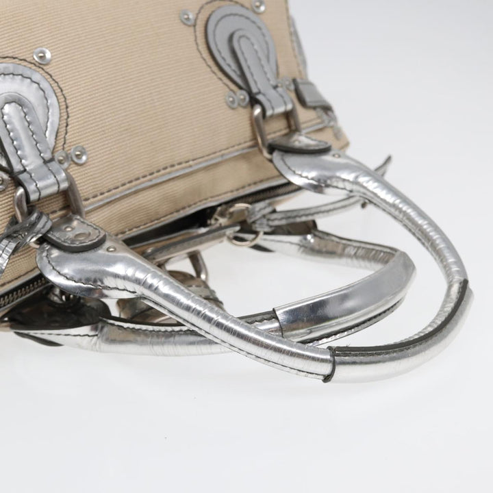 Chloe Paddington Hand Bag Canvas Leather Beige Silver ki4883