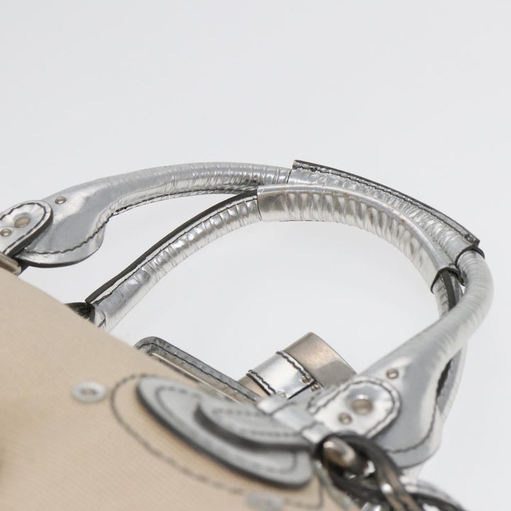 Chloe Paddington Hand Bag Canvas Leather Beige Silver ki4883