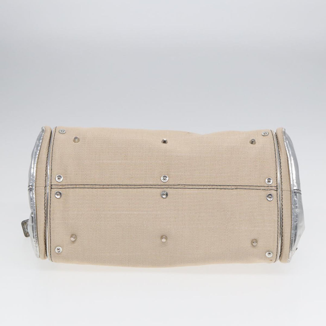 Chloe Paddington Hand Bag Canvas Leather Beige Silver ki4883