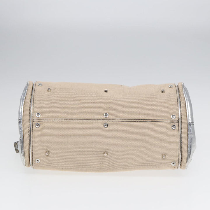Chloe Paddington Hand Bag Canvas Leather Beige Silver ki4883