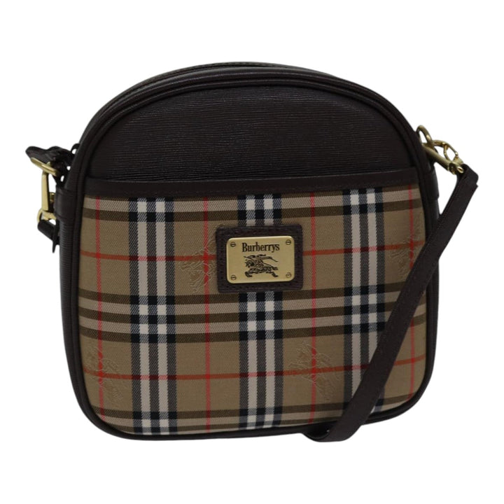 BurberrySs Nova Check Shoulder Bag Canvas Beige Brown Auth ki4917A