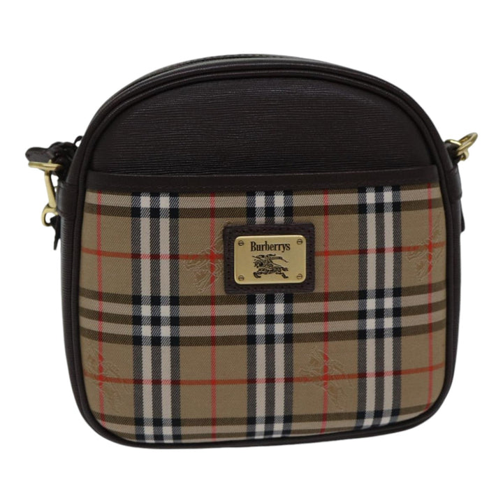 BurberrySs Nova Check Shoulder Bag Canvas Beige Brown Auth ki4917A