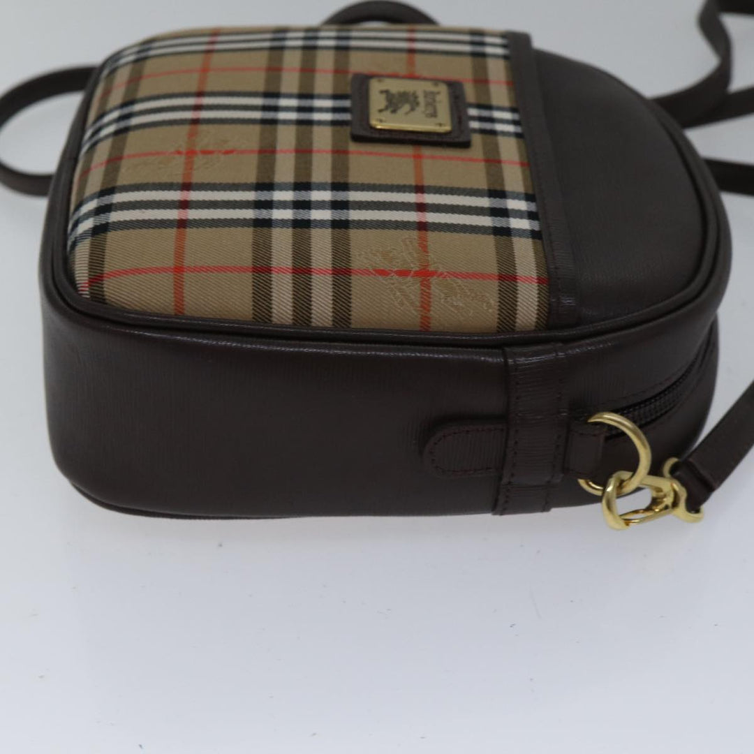 BurberrySs Nova Check Shoulder Bag Canvas Beige Brown Auth ki4917A