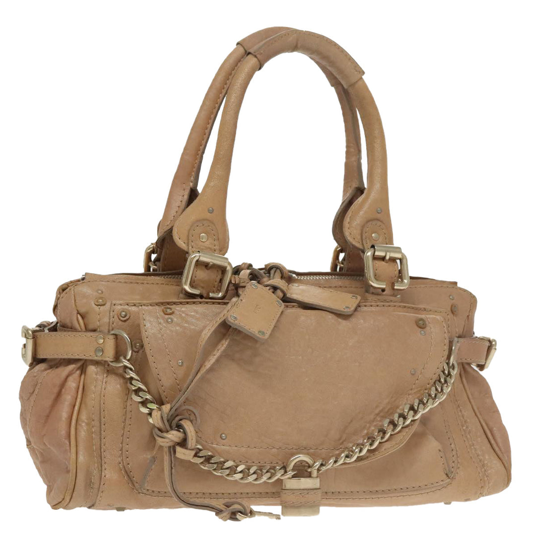 Chloe Paddington Hand Bag Leather 2way Beige ki5127