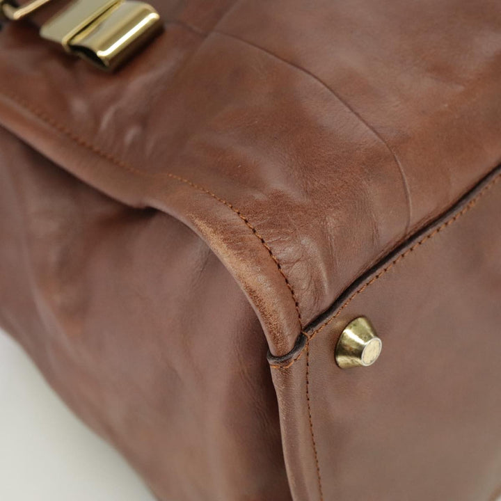 Chloe Victoria Hand Bag Leather 2way Brown ki5149