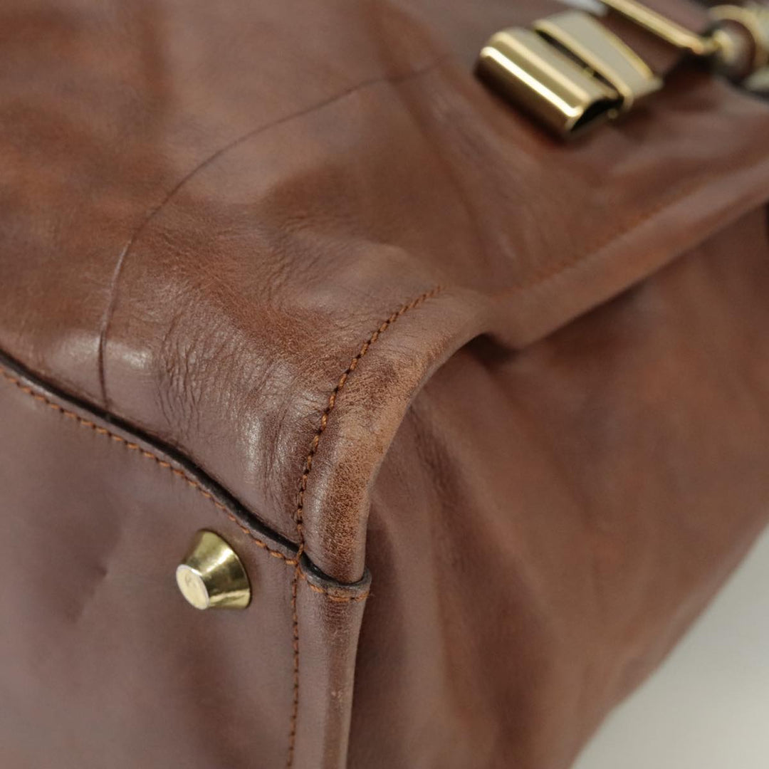 Chloe Victoria Hand Bag Leather 2way Brown ki5149