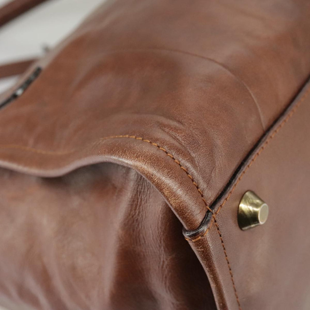 Chloe Victoria Hand Bag Leather 2way Brown ki5149