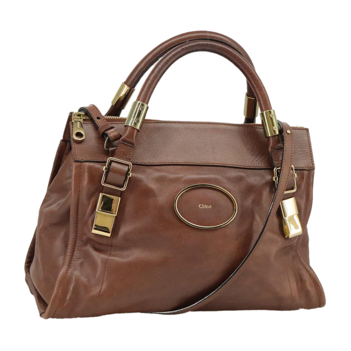 Chloe Victoria Hand Bag Leather 2way Brown ki5149
