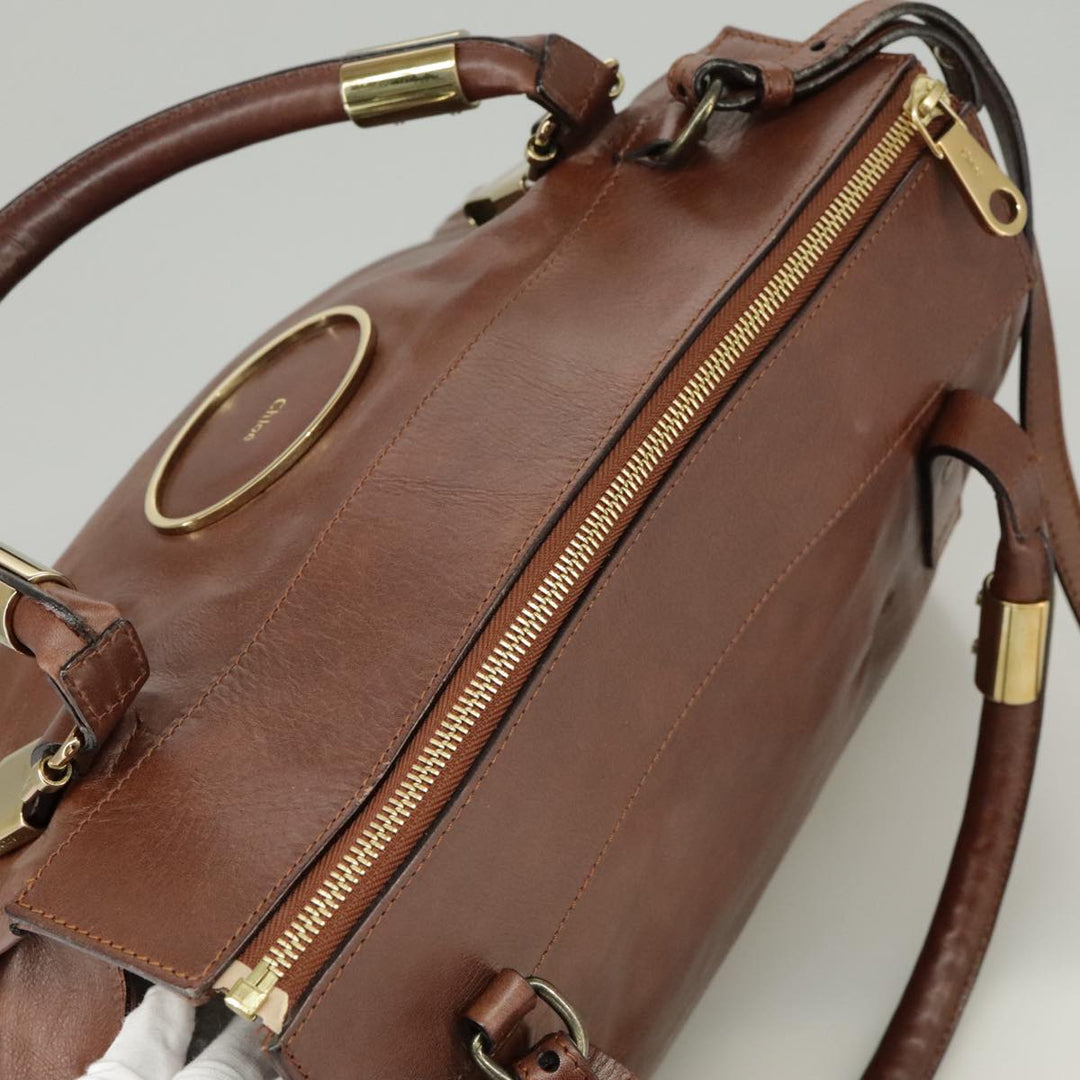 Chloe Victoria Hand Bag Leather 2way Brown ki5149