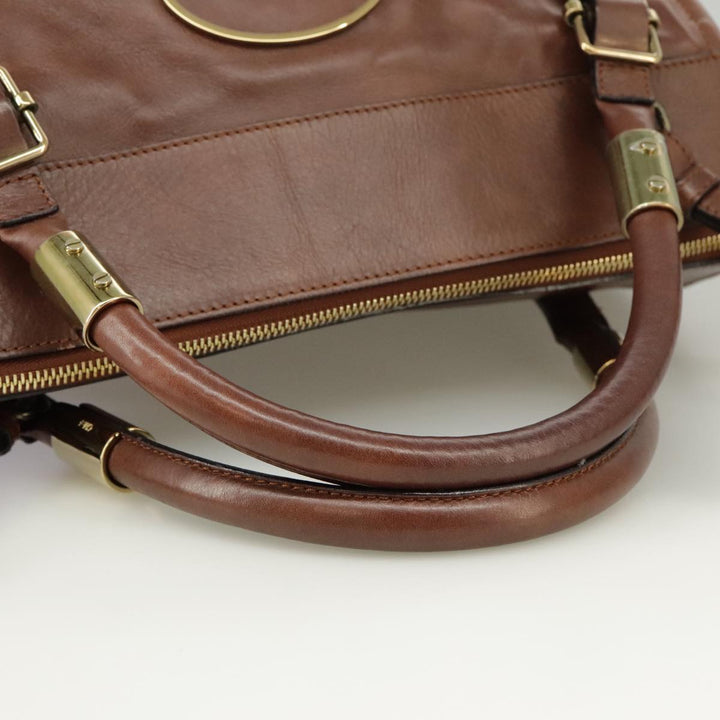 Chloe Victoria Hand Bag Leather 2way Brown ki5149
