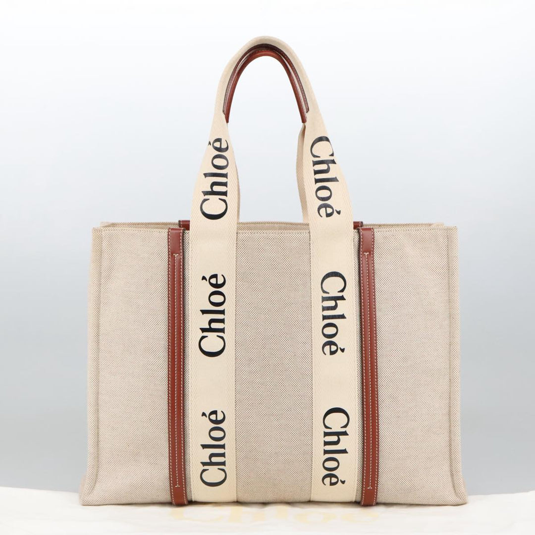 Chloe Tote Bag Canvas Leather Beige Brown ki5211