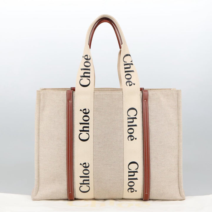 Chloe Tote Bag Canvas Leather Beige Brown ki5211