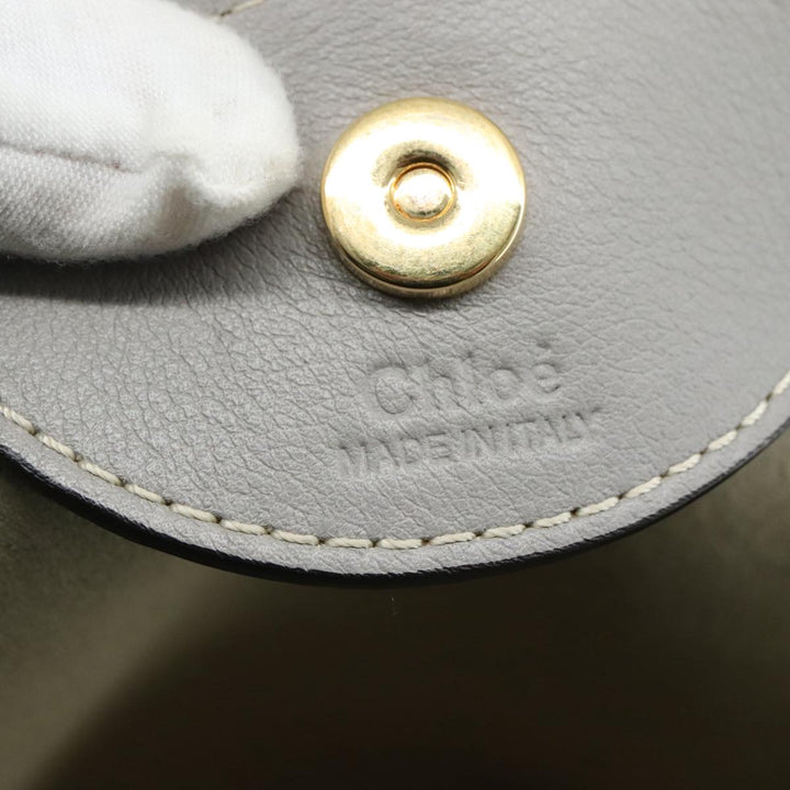 Chloe Darryl Tote Bag Leather Gray Gold ki5336