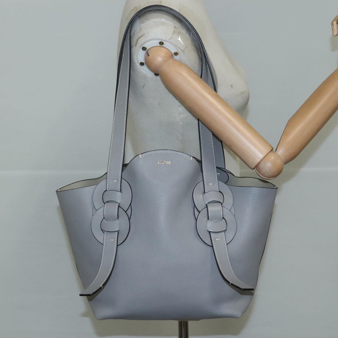 Chloe Darryl Tote Bag Leather Gray Gold ki5336