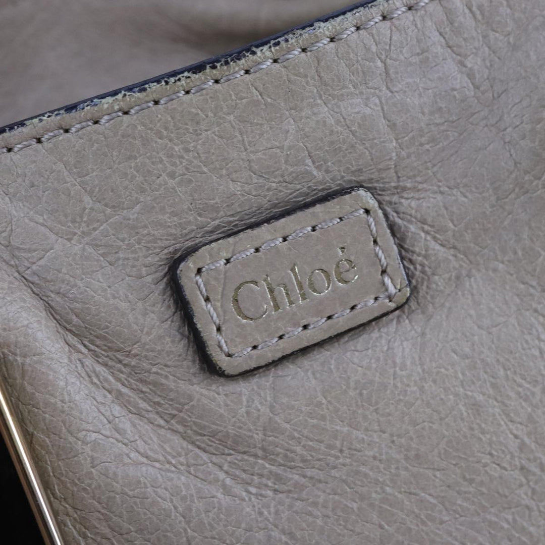 Chloe Etel Hand Bag Leather 2way Beige Gold ki5376