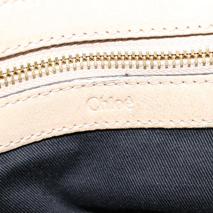 Chloe Etel Hand Bag Leather 2way Beige Gold ki5376