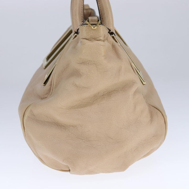 Chloe Etel Hand Bag Leather 2way Beige Gold ki5376
