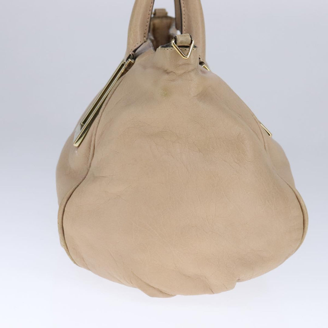 Chloe Etel Hand Bag Leather 2way Beige Gold ki5376
