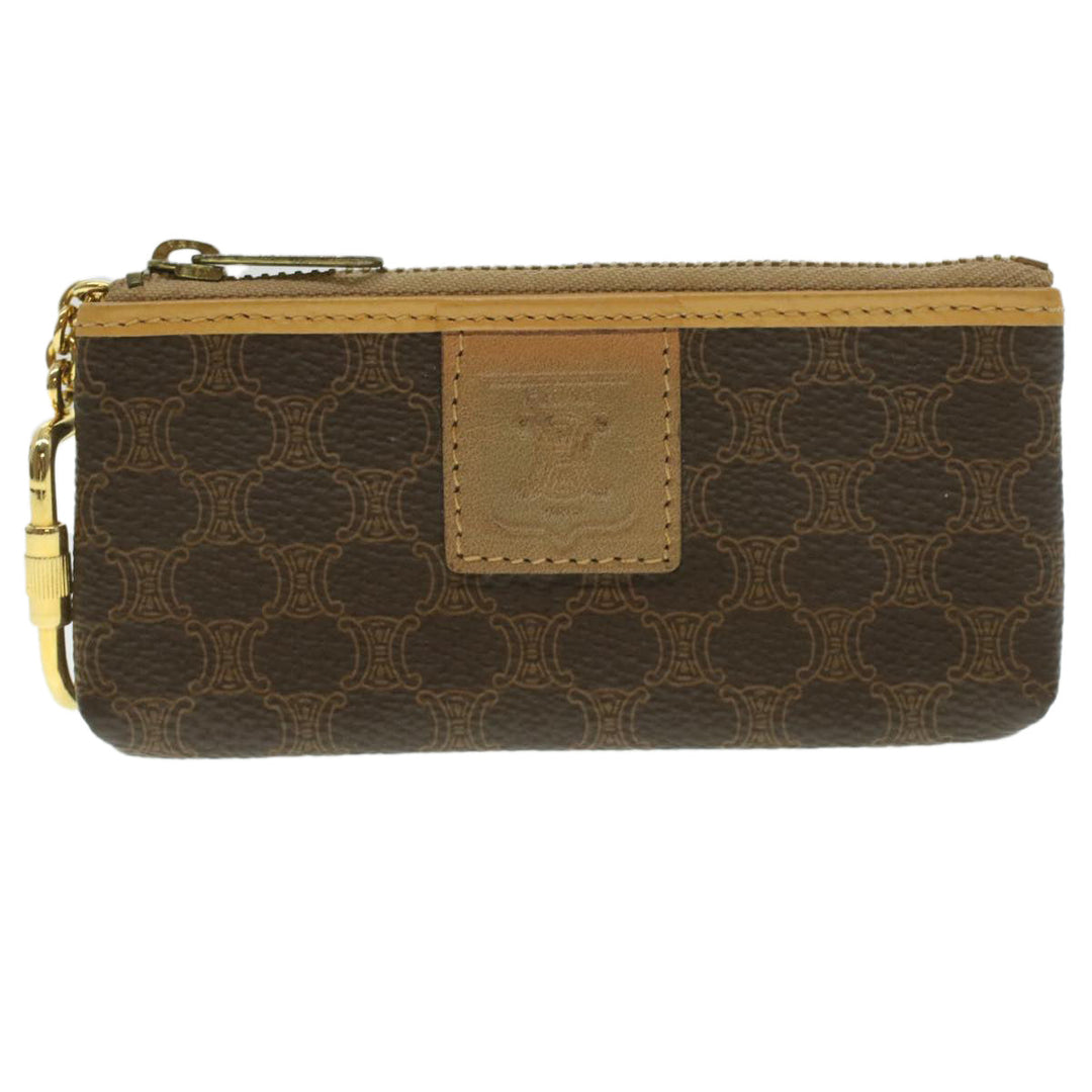 Celine Macadam Canvas Coin Purse Clutch Bag PVC Leather 2Set Brown  kk159