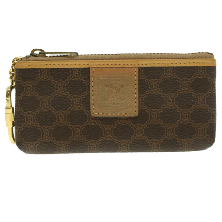 Celine Macadam Canvas Coin Purse Clutch Bag PVC Leather 2Set Brown  kk159