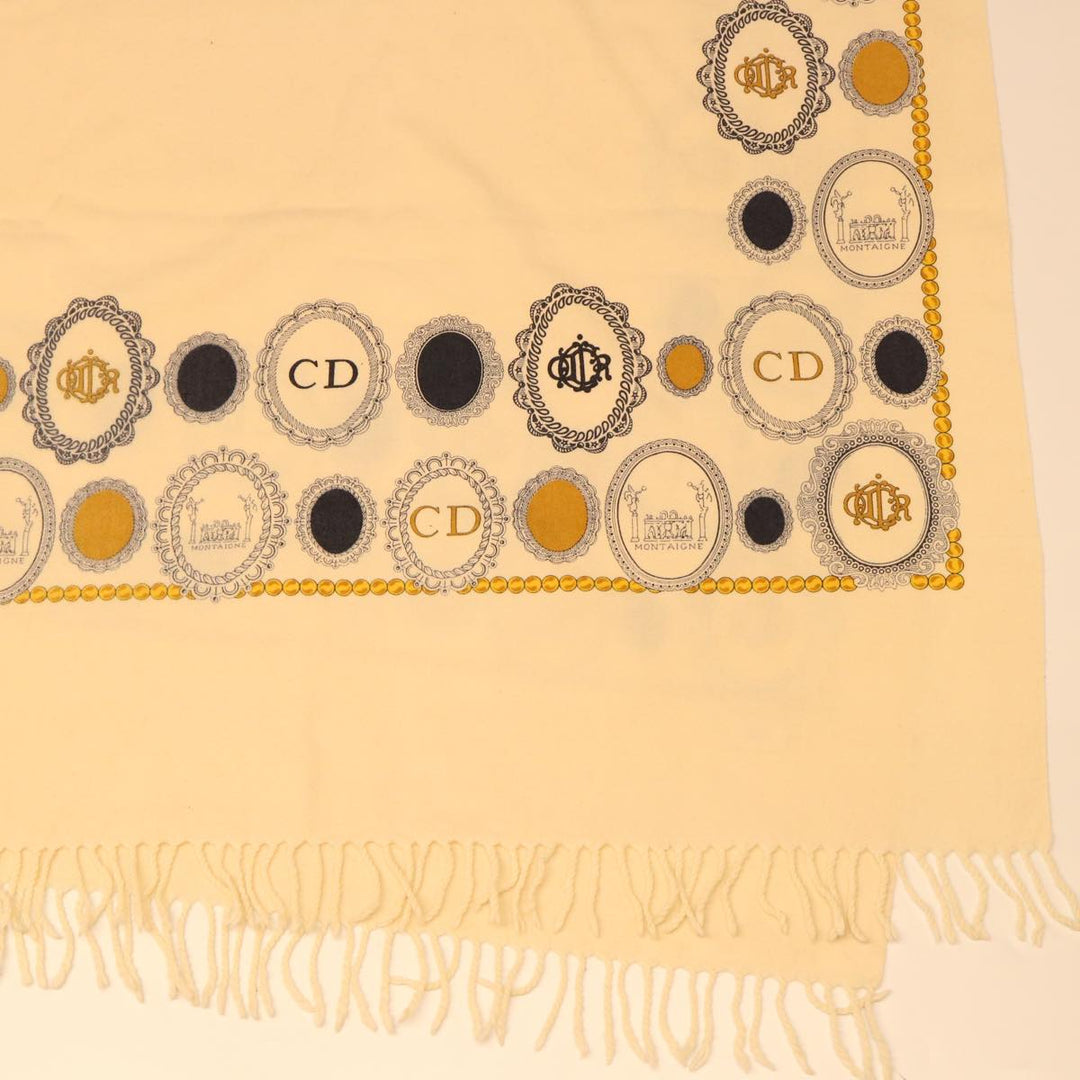 CHRISTIAN Dior Scarf cotton Beige Auth kk189