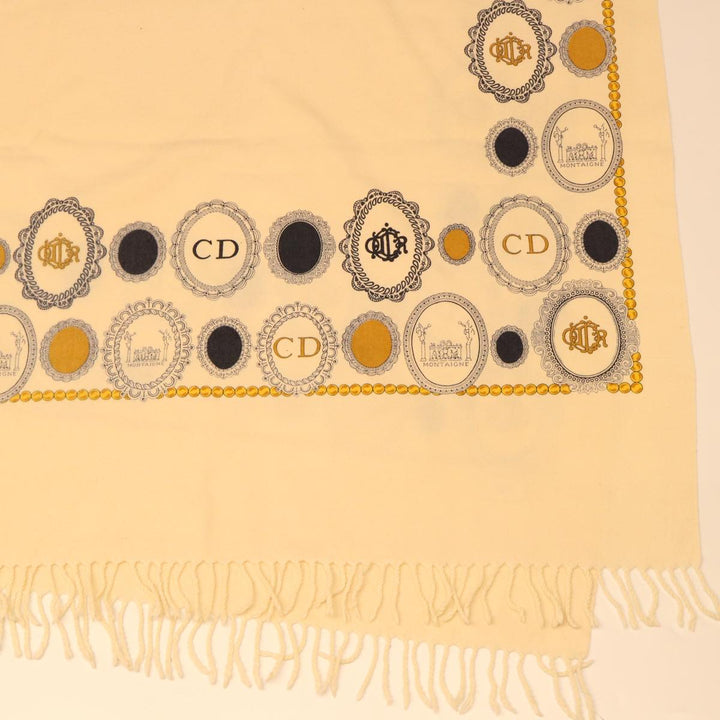 CHRISTIAN Dior Scarf cotton Beige Auth kk189