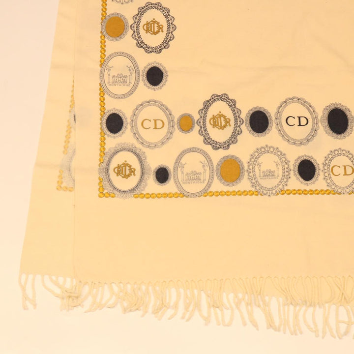 CHRISTIAN Dior Scarf cotton Beige Auth kk189