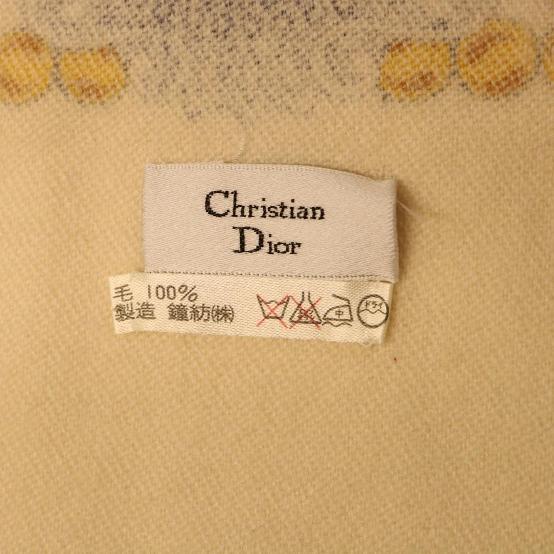 CHRISTIAN Dior Scarf cotton Beige Auth kk189