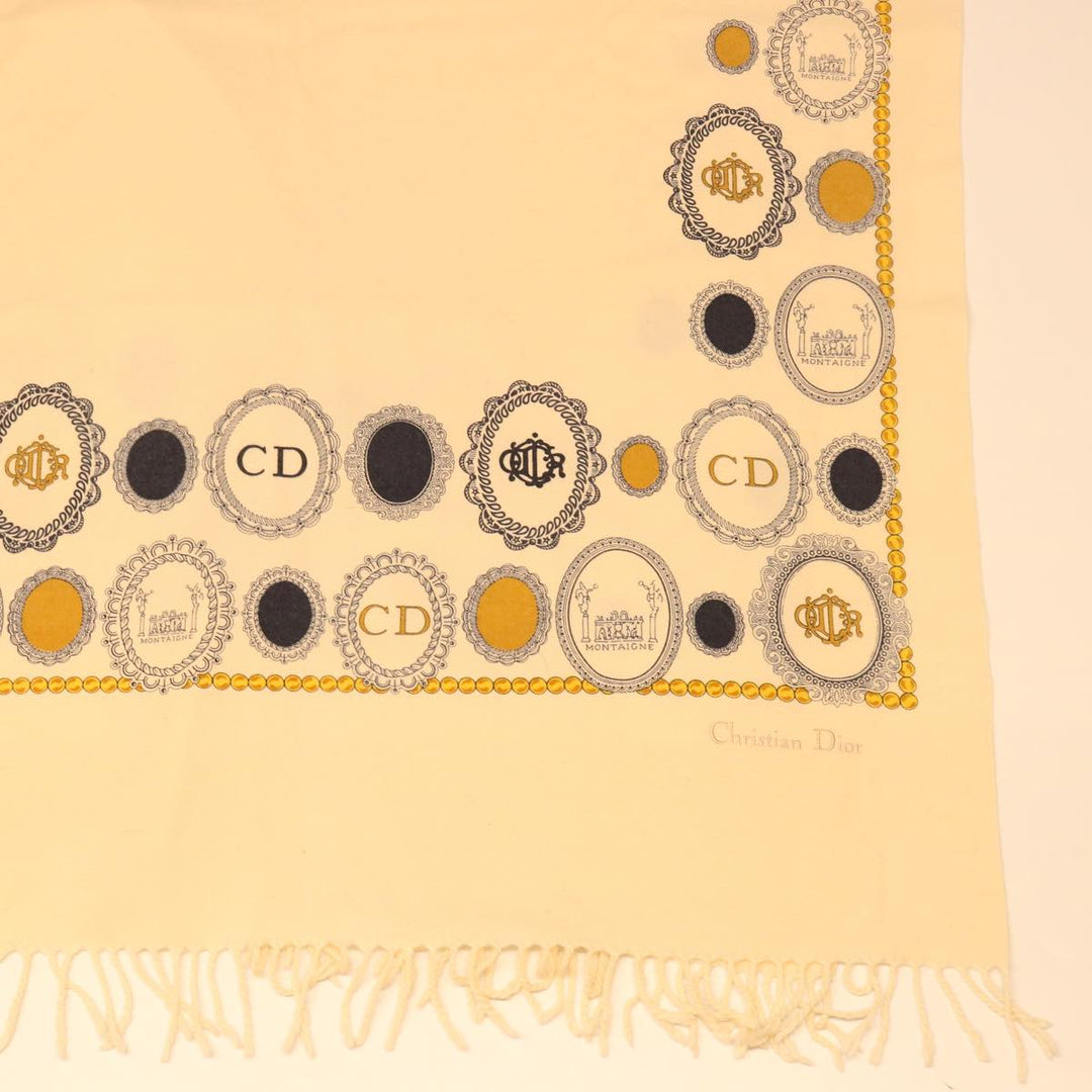CHRISTIAN Dior Scarf cotton Beige Auth kk189