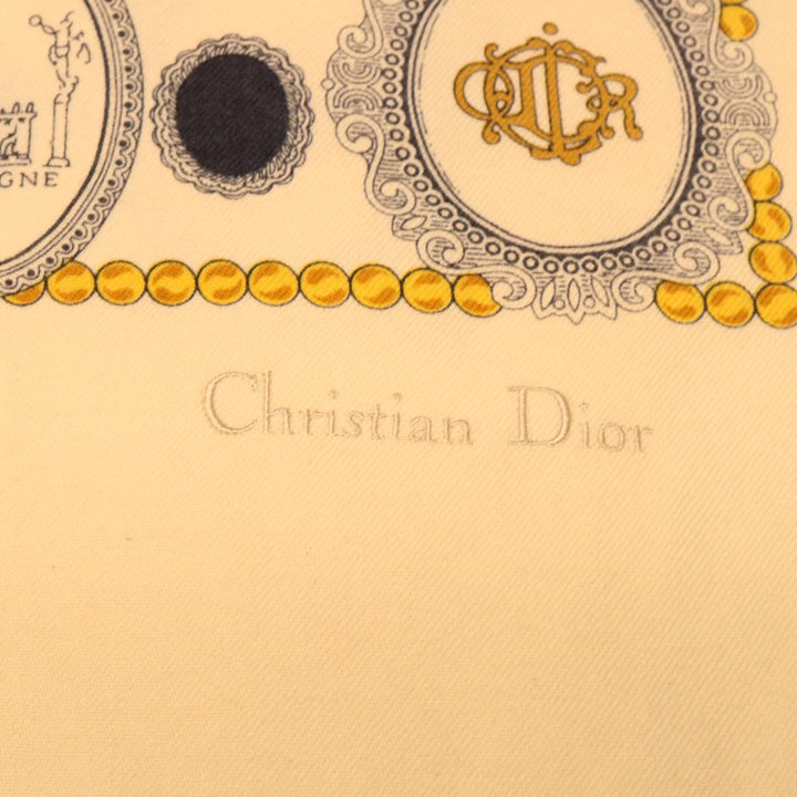 CHRISTIAN Dior Scarf cotton Beige Auth kk189