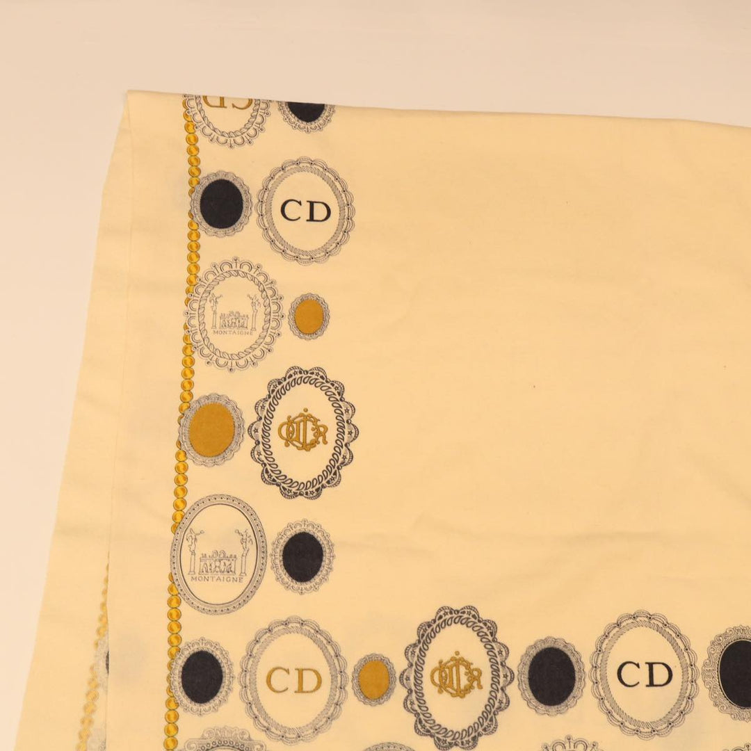 CHRISTIAN Dior Scarf cotton Beige Auth kk189