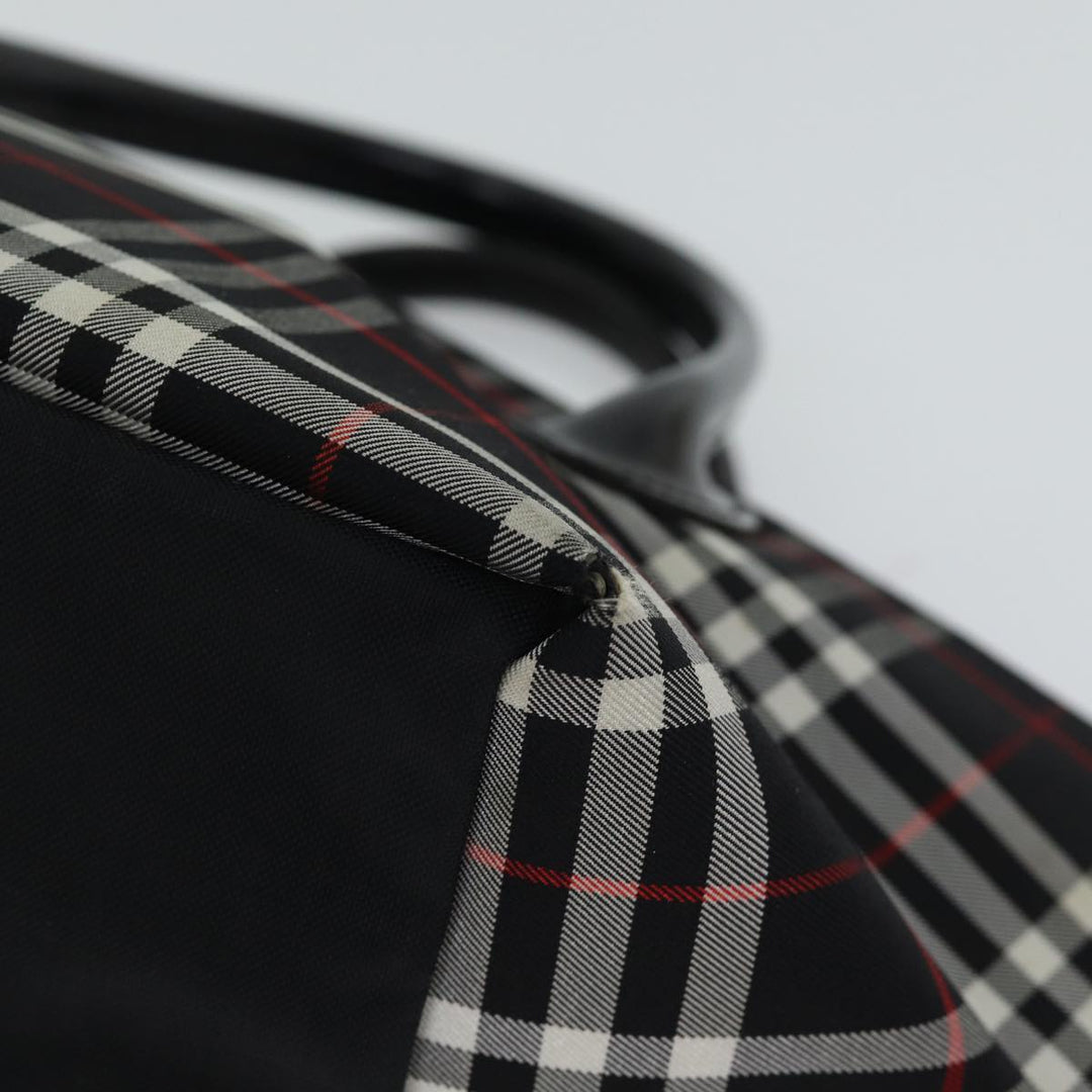BurberrySs Nova Check Blue Label Hand Bag Nylon Black Auth kk206