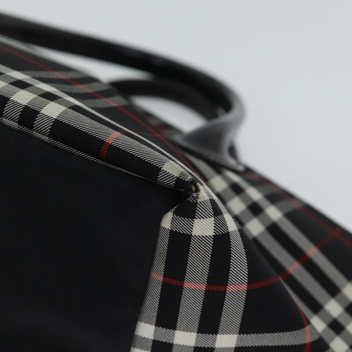 BurberrySs Nova Check Blue Label Hand Bag Nylon Black Auth kk206