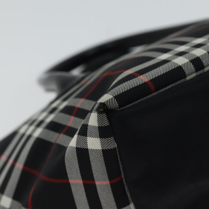 BurberrySs Nova Check Blue Label Hand Bag Nylon Black Auth kk206