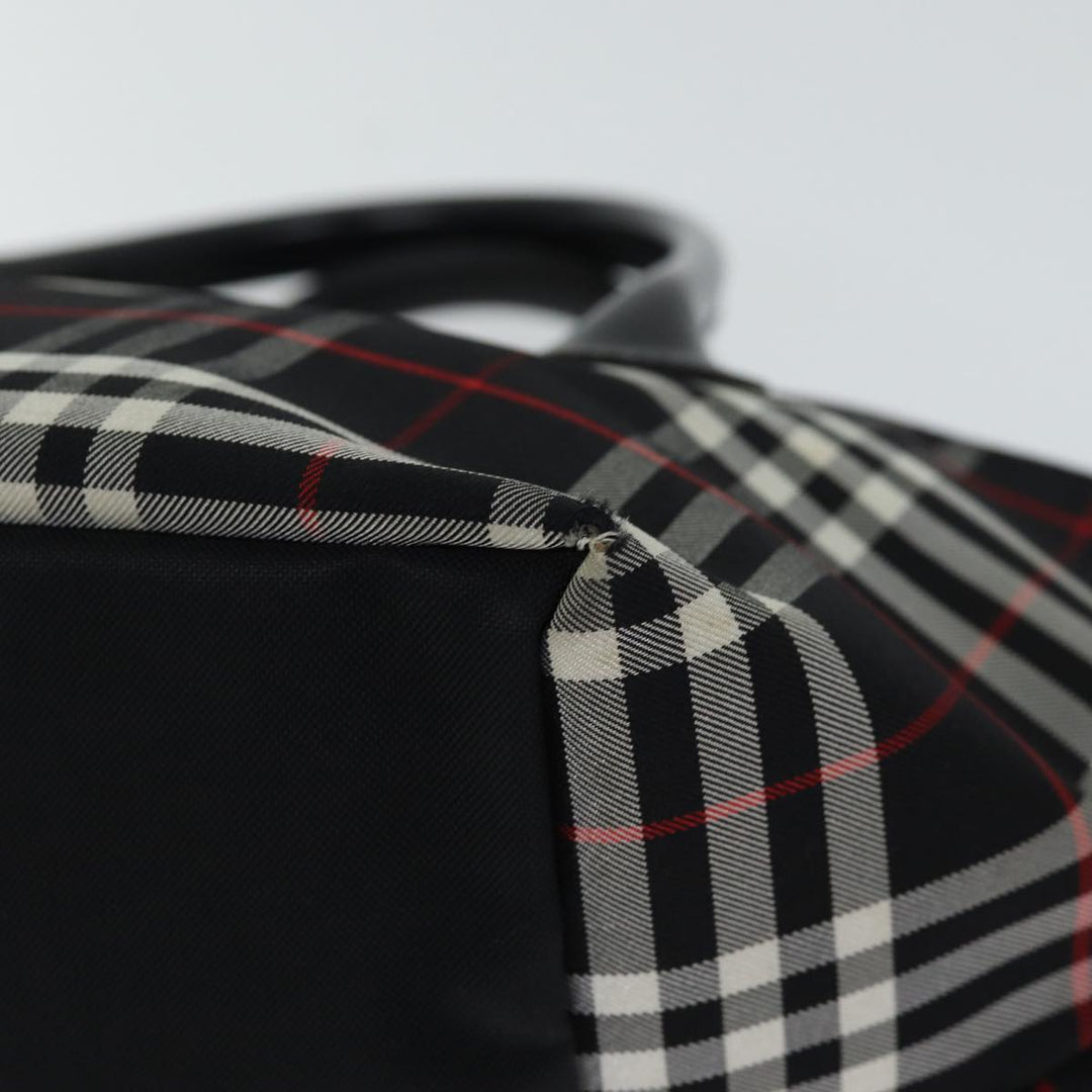 BurberrySs Nova Check Blue Label Hand Bag Nylon Black Auth kk206