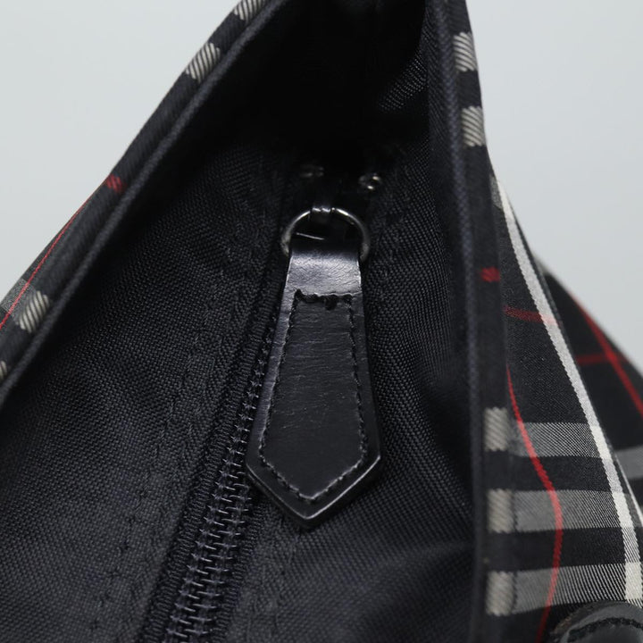 BurberrySs Nova Check Blue Label Hand Bag Nylon Black Auth kk206