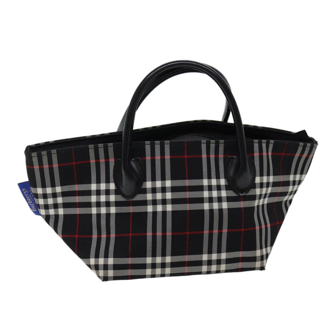 BurberrySs Nova Check Blue Label Hand Bag Nylon Black Auth kk206