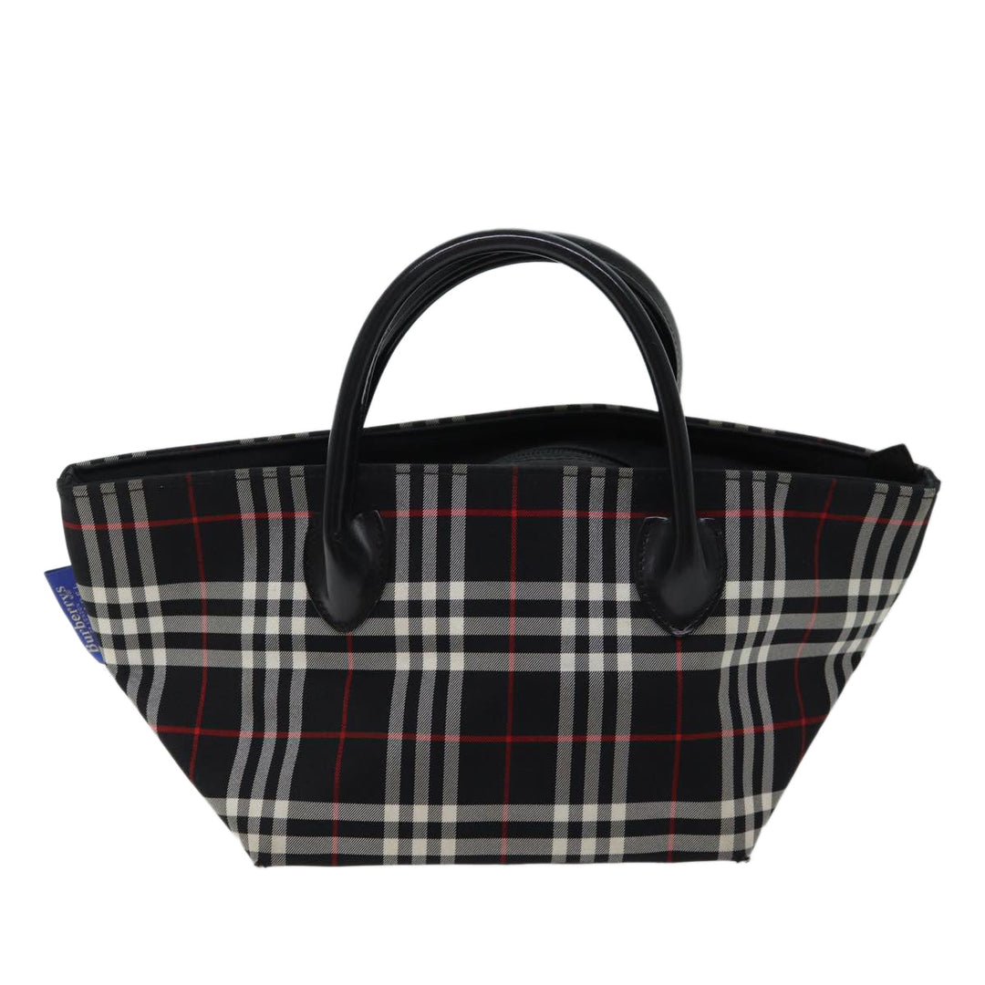 BurberrySs Nova Check Blue Label Hand Bag Nylon Black Auth kk206