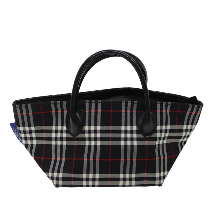 BurberrySs Nova Check Blue Label Hand Bag Nylon Black Auth kk206